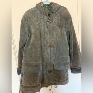 Braefair Leather New York Men’s Hooded Metal Clasp Equestrian Jacket